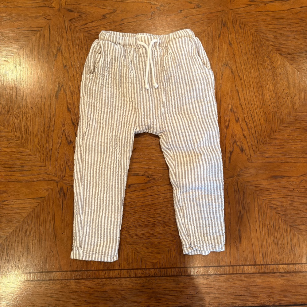Rylee + Cru Cream and White Striped Joggers